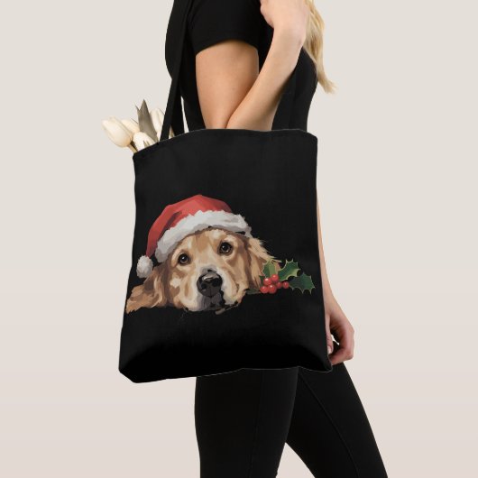 Gouden Retriever Kerstmis Kerstman Hoed Hond Xmas Tote Bag (Dichtbij)