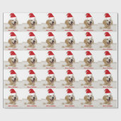 Gouden Retriever Kerstmis met Santa Hat Cadeaupapier (Vlak)
