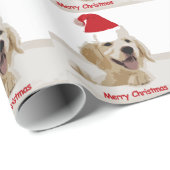 Gouden Retriever Kerstmis met Santa Hat Cadeaupapier (Rol Hoek)