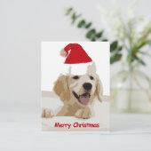 Gouden Retriever Kerstmis met Santa Hat Feestdagenkaart (Staand voorkant)