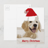 Gouden Retriever Kerstmis met Santa Hat Feestdagenkaart (Voorkant / Achterkant)