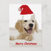 Gouden Retriever Kerstmis met Santa Hat Feestdagenkaart (Voorkant)
