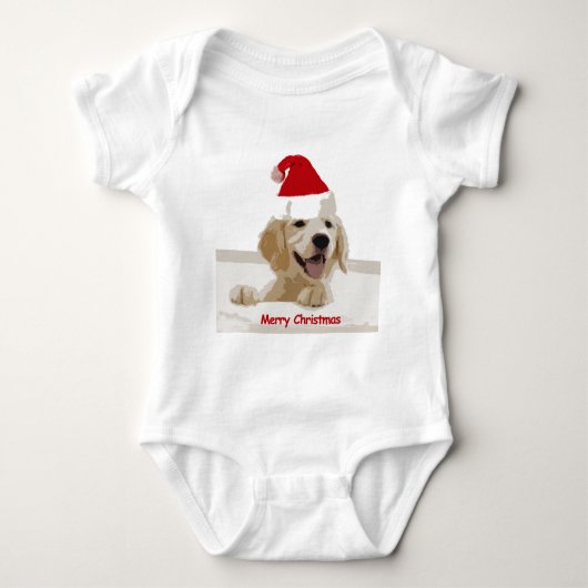 Gouden Retriever Kerstmis met Santa Hat Romper (Voorkant)