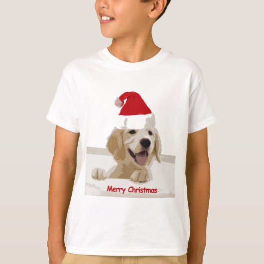Gouden Retriever Kerstmis met Santa Hat T-shirt (Voorkant)
