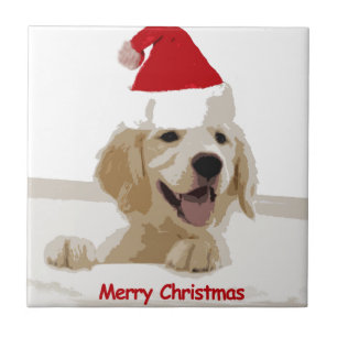 Gouden Retriever Kerstmis met Santa Hat Tegeltje