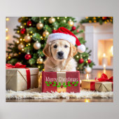 Gouden Retriever Kerstmis Poster (Voorkant)