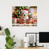 Gouden Retriever Kerstmis Poster (Thuiskantoor)