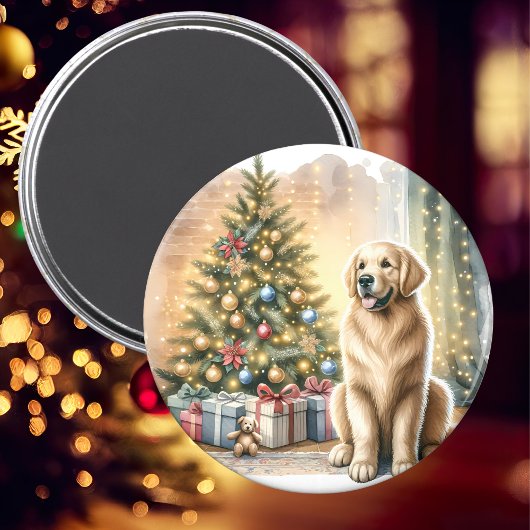 Gouden Retriever Kerstmisscène Magneet
