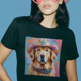 Gouden Retriever Kleurrijke Esthetische Cowgirl T- T-shirt