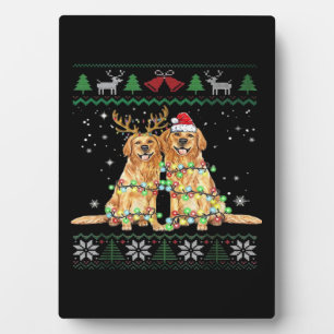 Gouden retriever Lelijke Kersthond Funny Kerstmis Fotoplaat