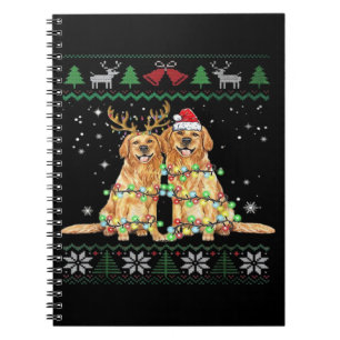 Gouden retriever Lelijke Kersthond Grappig Kerstca Notitieboek