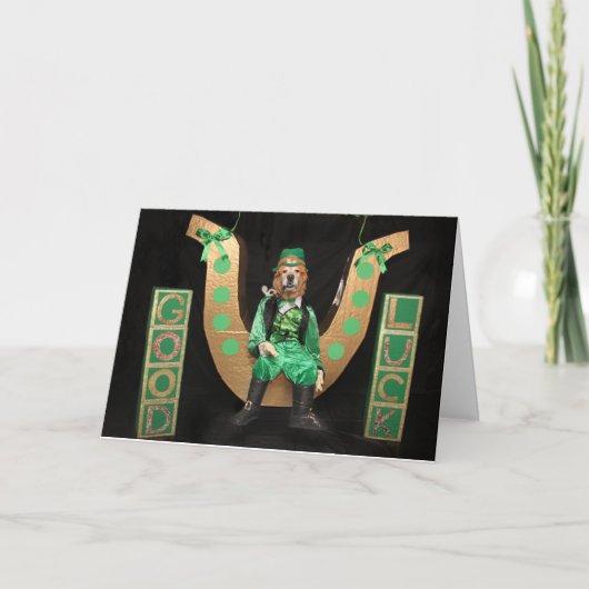 Gouden Retriever Leprechaun St. Patrick's Day Scho Feestdagen Kaart (Voorkant)
