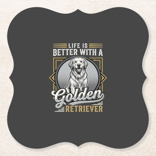 Gouden Retriever Leven Is Beter Hond Kartonnen Onderzetters (Voorkant)