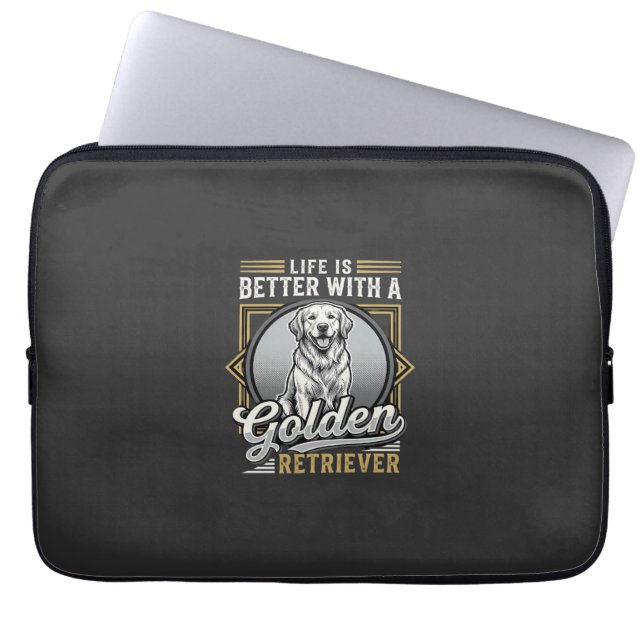 Gouden Retriever Leven Is Beter Hond Laptop Sleeve (Voorkant)