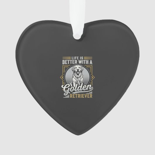 Gouden Retriever Leven Is Beter Hond Ornament (voorkant)