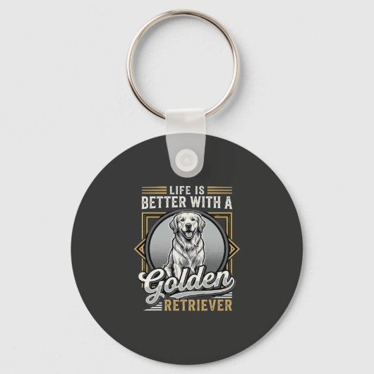 Gouden Retriever Leven Is Beter Hond Sleutelhanger (Voorkant)