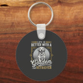 Gouden Retriever Leven Is Beter Hond Sleutelhanger (Voorkant)