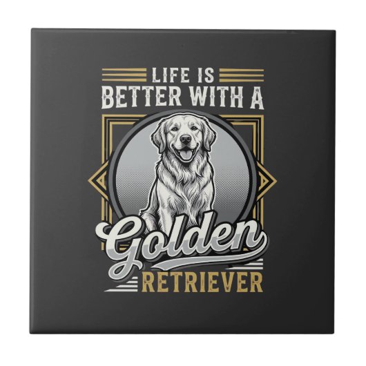 Gouden Retriever Leven Is Beter Hond Tegeltje (Voorkant)