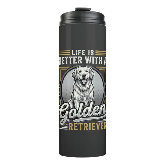 Gouden Retriever Leven Is Beter Hond Thermosbeker (Voorkant)