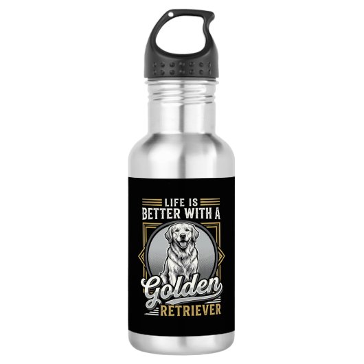 Gouden Retriever Leven Is Beter Hond Waterfles (Voorkant)