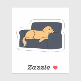 Gouden Retriever Liggend op Bank | Schattige Teken Sticker