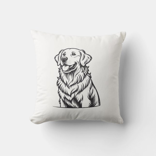 Gouden Retriever Lijn Kunst Worp Kussen (Voorkant)