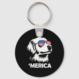 Gouden retriever merica patriottische hond 4 juli sleutelhanger