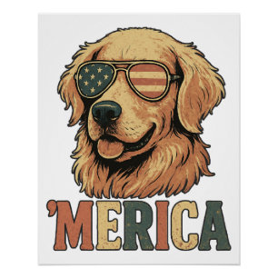 Gouden Retriever 'Merica zonnebril Perfect Poster