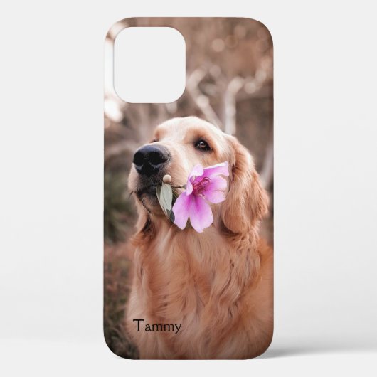 Gouden Retriever met Bloem Persoonlijk Case-Mate iPhone Case (Achterkant)