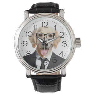 Gouden Retriever met Bril Horloge