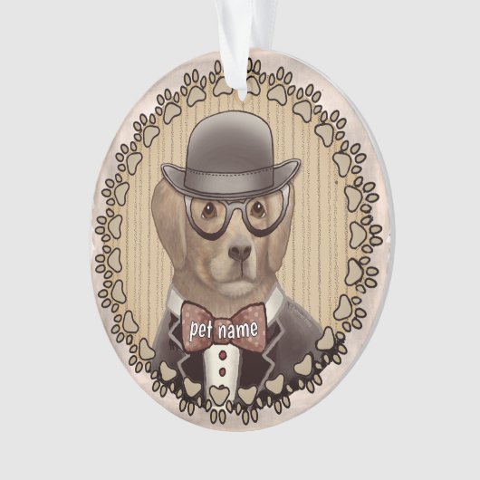 Gouden Retriever met bril Ornament (voorkant)