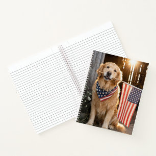 Gouden Retriever met een Amerikaanse vlag Notitieboek