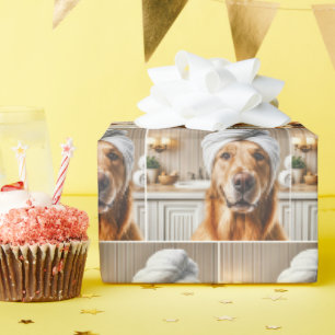 Gouden Retriever met een Handdoek Turban Cadeaupapier