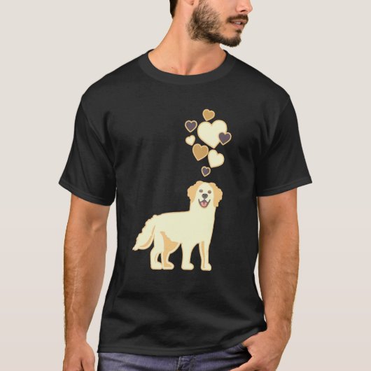 Gouden Retriever Met Harten T-shirt (Voorkant)