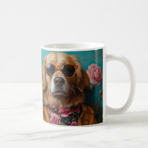 Gouden Retriever Met Hartrozen Valentijnsdag Koffiemok