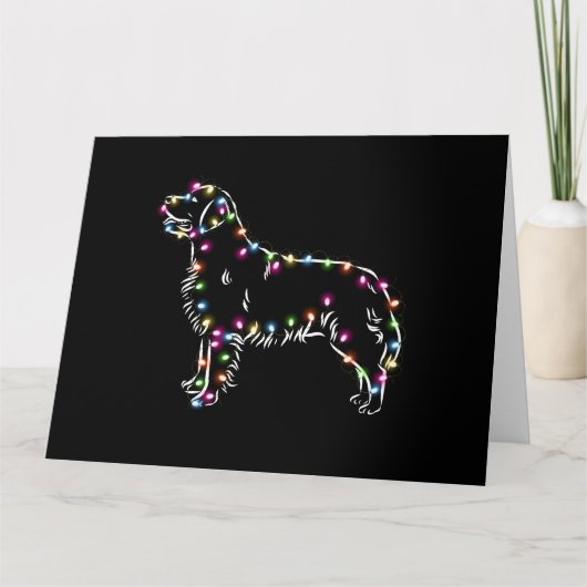 Gouden Retriever Met Kerstlicht Gelukkig Kerstmis Kaart (Voorkant)