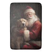 Gouden Retriever met Kerstman Kerstmis Badmat (Voorkant Verticaal)