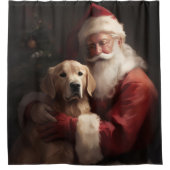 Gouden Retriever met Kerstman Kerstmis Douchegordijn (Voorkant)