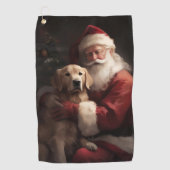 Gouden Retriever met Kerstman Kerstmis Golfhanddoek (Voorkant)