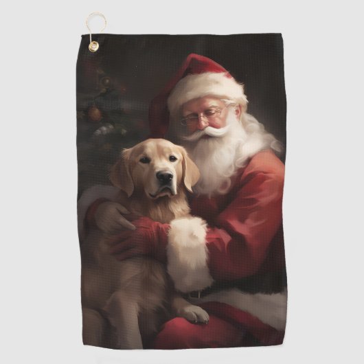 Gouden Retriever met Kerstman Kerstmis Golfhanddoek (Voorkant)