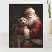 Gouden Retriever met Kerstman Kerstmis Kaart (Voorkant)
