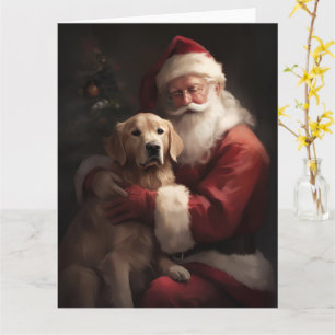 Gouden Retriever met Kerstman Kerstmis Kaart
