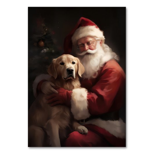 Gouden Retriever met Kerstman Kerstmis Kaart (Voorkant)
