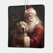 Gouden Retriever met Kerstman Kerstmis Keramisch Ornament (Links)