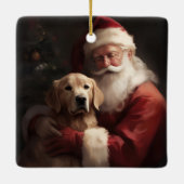 Gouden Retriever met Kerstman Kerstmis Keramisch Ornament (Achterkant)