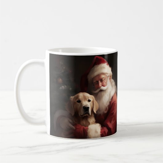 Gouden Retriever met Kerstman Kerstmis Koffiemok (Links)