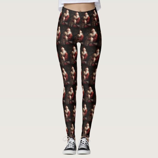 Gouden Retriever met Kerstman Kerstmis Leggings (Voorkant)