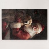 Gouden Retriever met Kerstman Kerstmis Legpuzzel (Horizontaal)