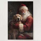 Gouden Retriever met Kerstman Kerstmis Legpuzzel (Verticaal)