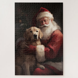 Gouden Retriever met Kerstman Kerstmis Legpuzzel
